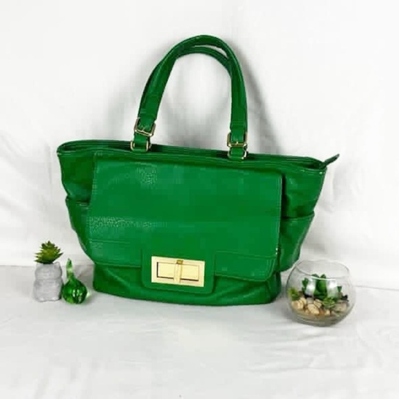 💚Olivia+Joy Emerald Green Vegan Leather Large Structured Work Tote💚 - Picture 10 of 16